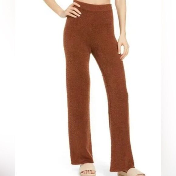 REFORMATION WOMEN'S Isle Boucle Cozy Wide Leg Pants Cinnamon mocha mousse NWT - Picture 1 of 9